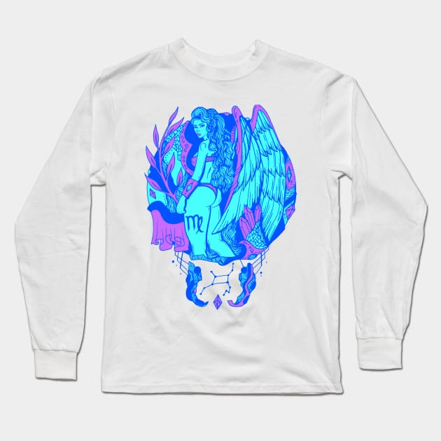 Blue Virgo Beauty Long Sleeve T-Shirt by kenallouis